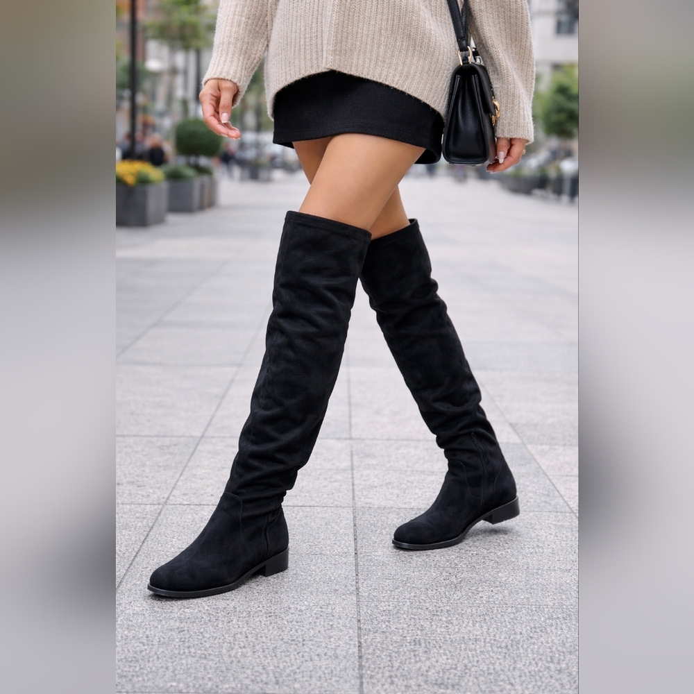 Sam Edelman Suede Leather Black Boots Over-the-Knee Women's Size 7.5